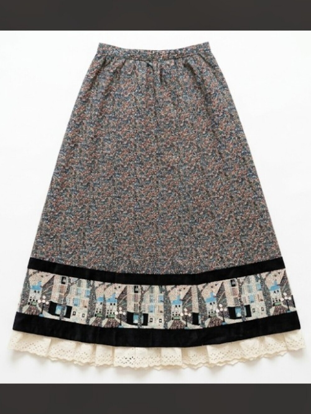 Vintage floral Prairie maxi skirt with matching scarf size S